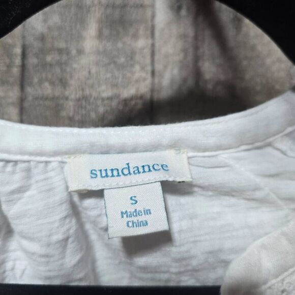 Sundance Romance Textured Peasant Blouse White Boho Lace - Picture 4 of 5